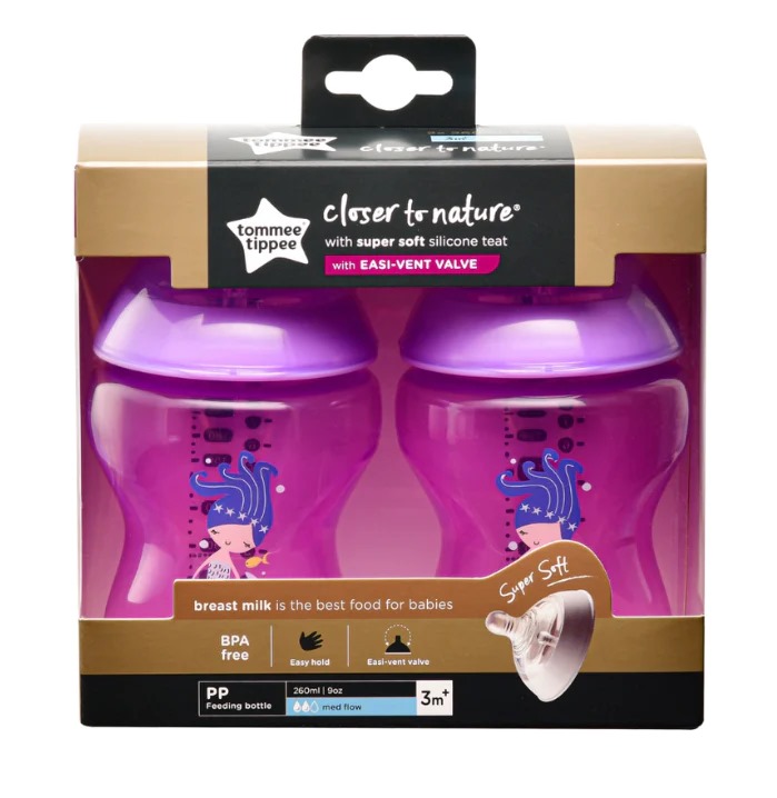 Tommee Tippee Tinted Bottle 260ml, 9oz (Twin Pack)